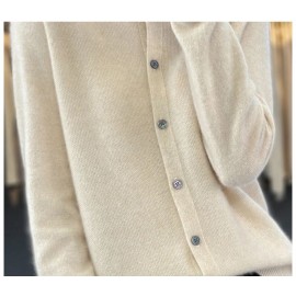Long-sleeved women's sweater cashmere knitted 100% pure merino wool O-neck cardigan sweater coat in autumn and winter.