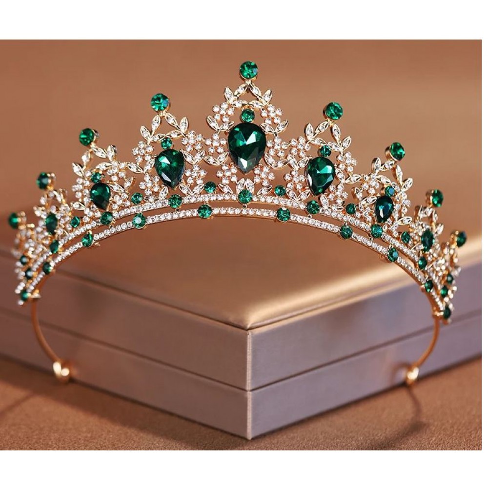 Itacazzo Bridal Headwear Green-Colour Women's Fashion Party Crown Girl Performance Tiaras