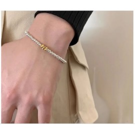 VENTFILLE 925 Sterling Silver Gold Color Bead Korean Bracelet For Women Simple Temperament Versatile Jewelry Gift Dropshipping