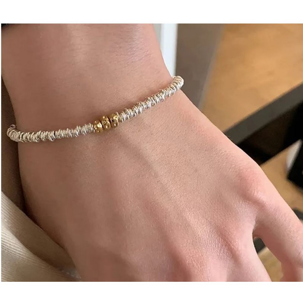 VENTFILLE 925 Sterling Silver Gold Color Bead Korean Bracelet For Women Simple Temperament Versatile Jewelry Gift Dropshipping
