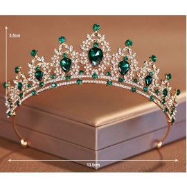 Itacazzo Bridal Headwear Green-Colour Women's Fashion Party Crown Girl Performance Tiaras