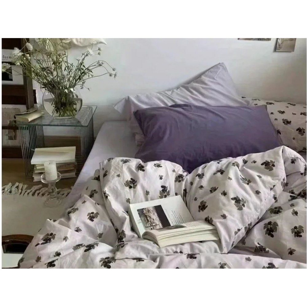 Korean Style Bedding Set Boys Girls Twin Queen Size Duvet Cover Flat Sheet Pillowcase Bed Linen Kids Adult Fashion Home Textile