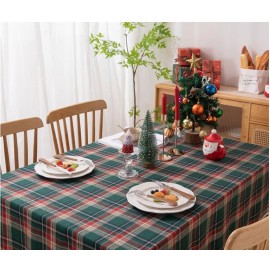 Christmas tablecloth Green Plaid Photo Atmosphere Resort Home Textile 2024 New Year table cover for Family Gathering Restaurant