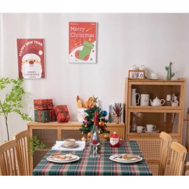 Christmas tablecloth Green Plaid Photo Atmosphere Resort Home Textile 2024 New Year table cover for Family Gathering Restaurant
